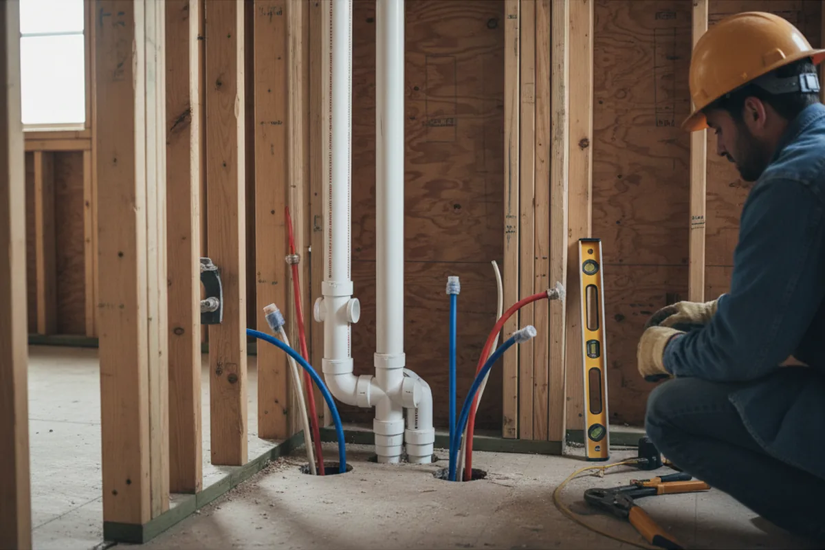 Drain and supply rough-in during Drain Cleaning in Evarts