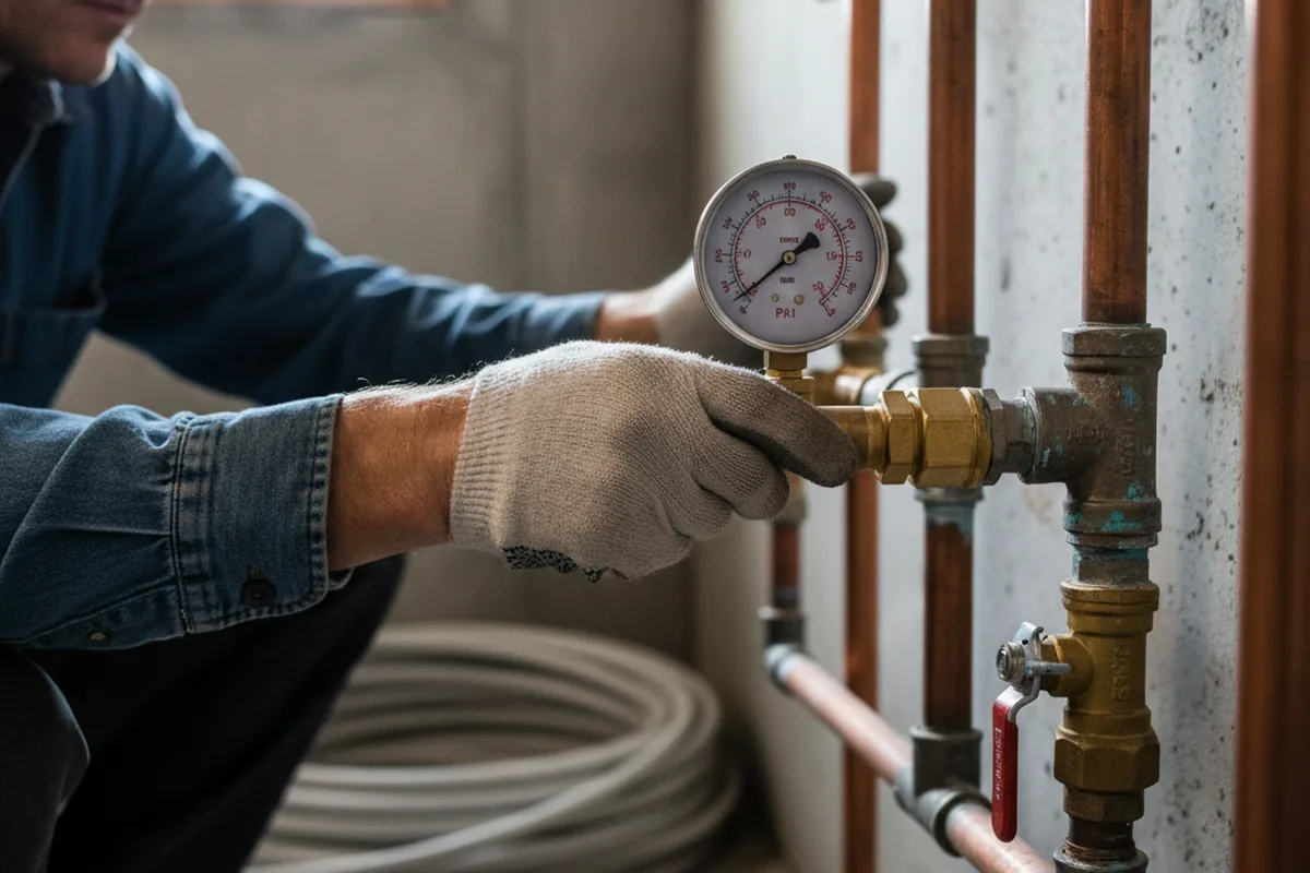 Pressure testing a repaired line during Water Line Repair in Evarts
